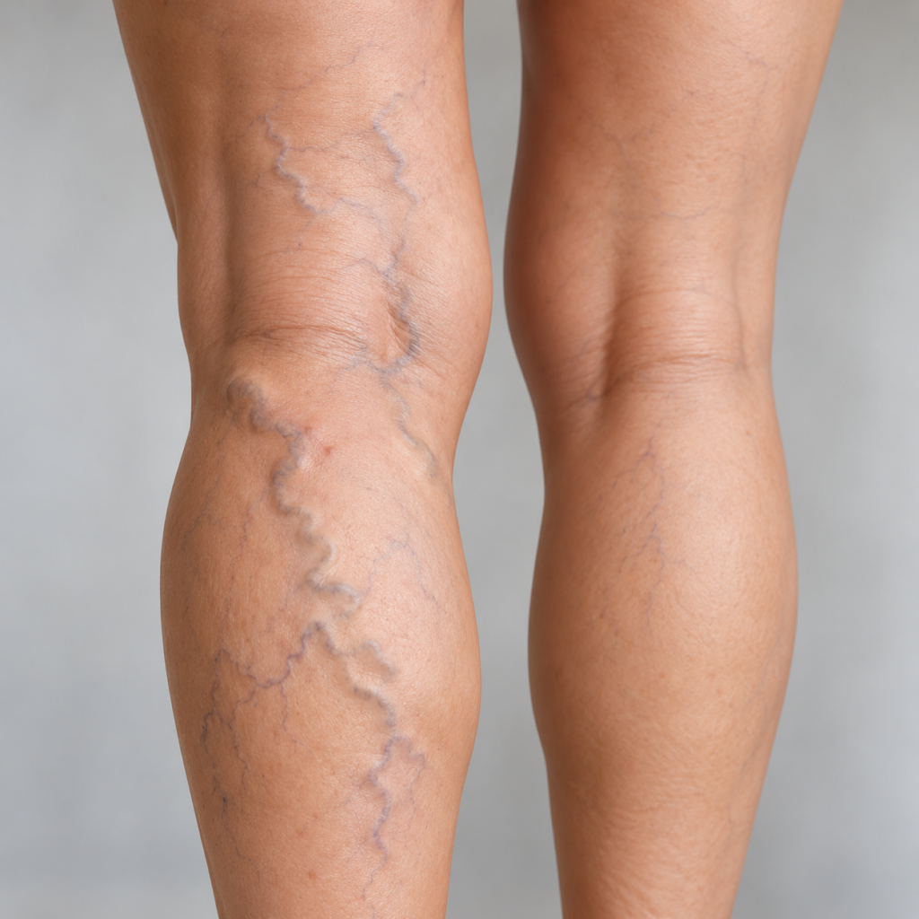varicose veins back of the left leg